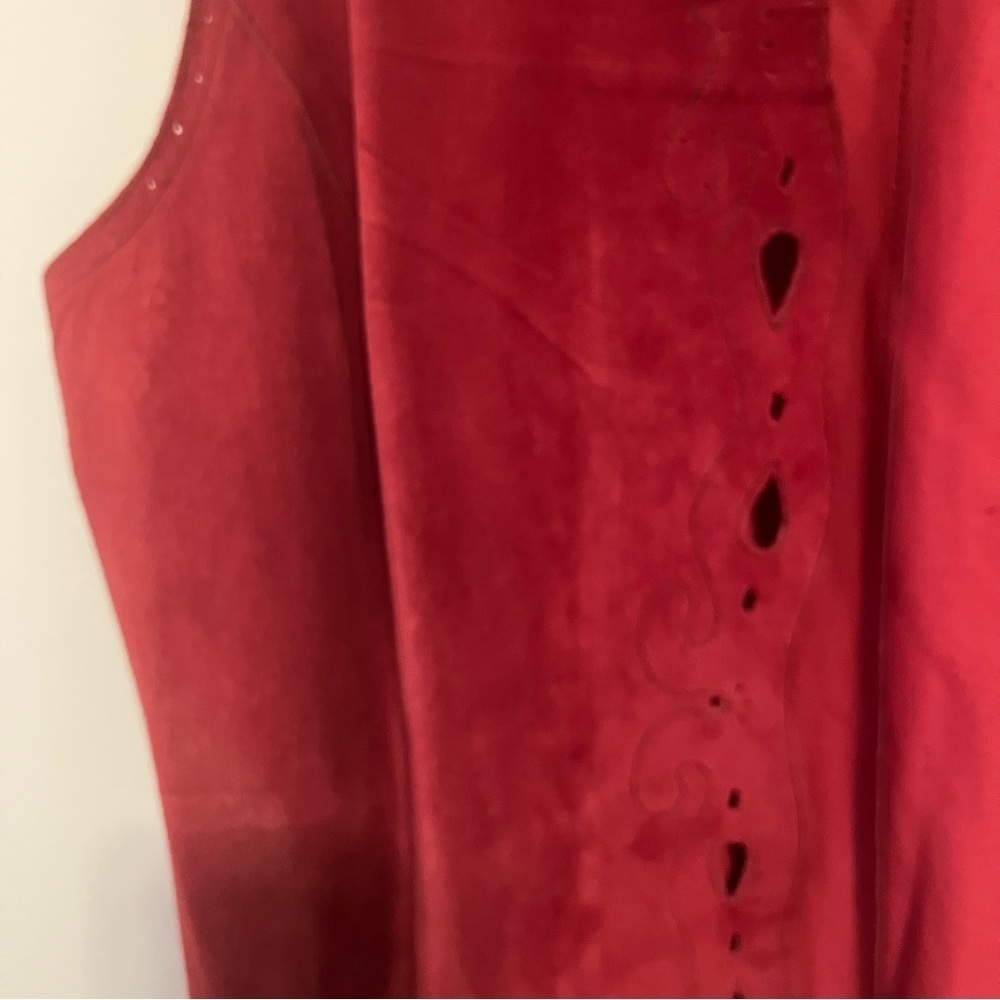 NWT Coldwater Creek Vest Womens Sz. L Red Suede Leather Western Boho Cut Out - Picture 4 of 5